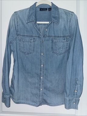 DKNY denim button down long sleeve shirt